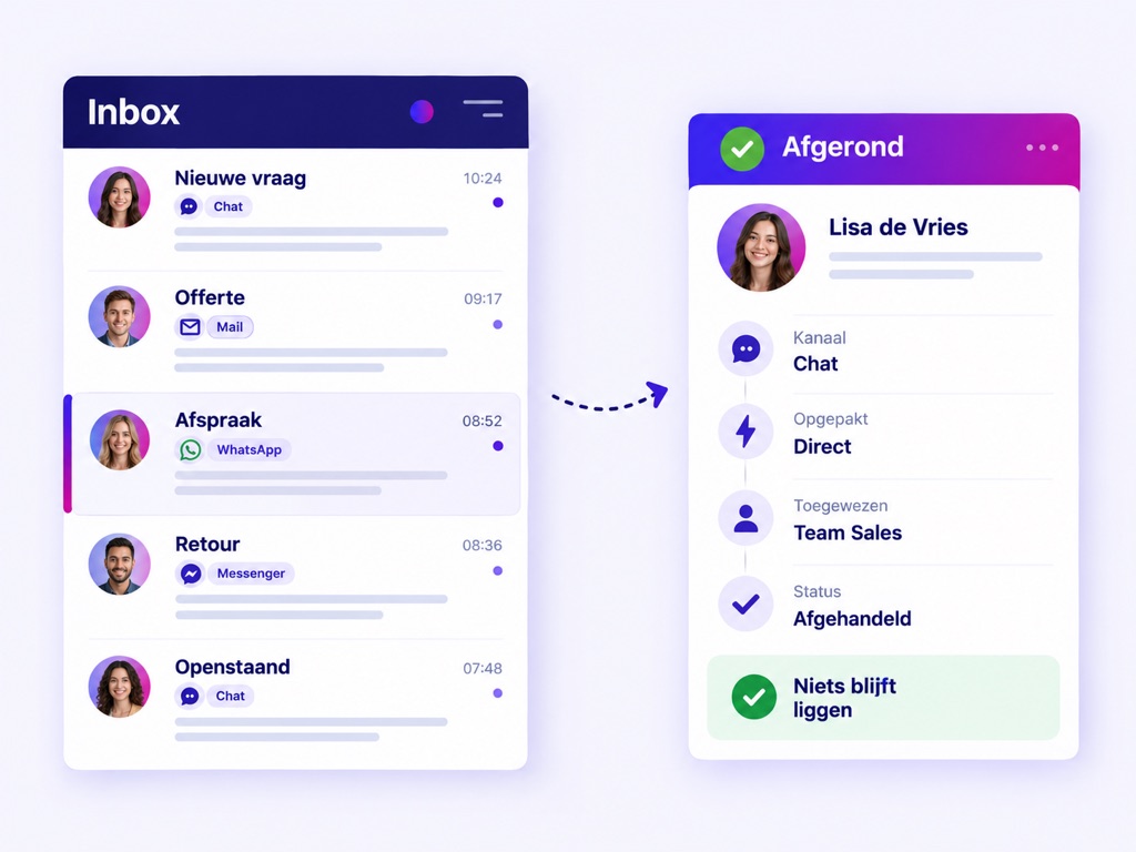 Eén inbox waarin alle klantgesprekken samenkomen