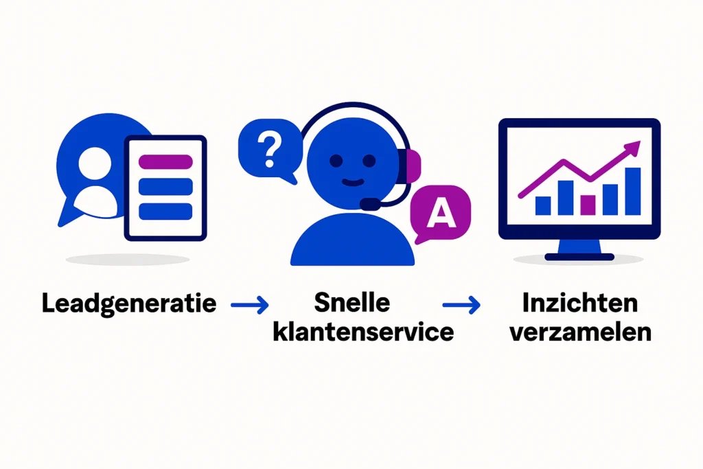 doel van zakelijke live chat software. leadgeneratie snelle klantenservice, inzichten verzamelen 