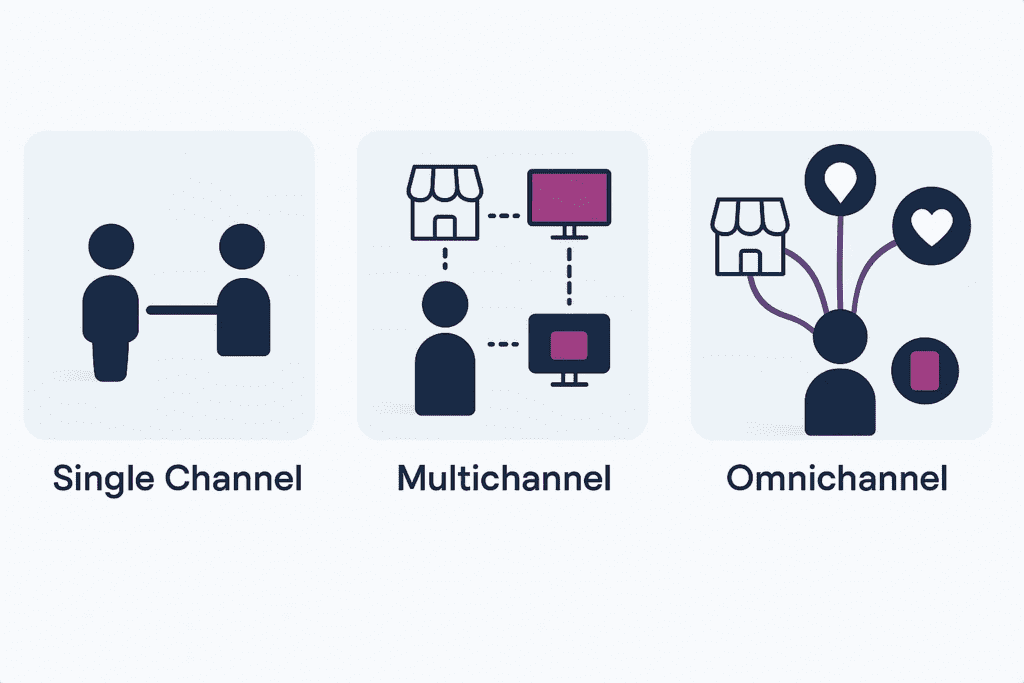 single channel vs multi channel vs omnichannel 