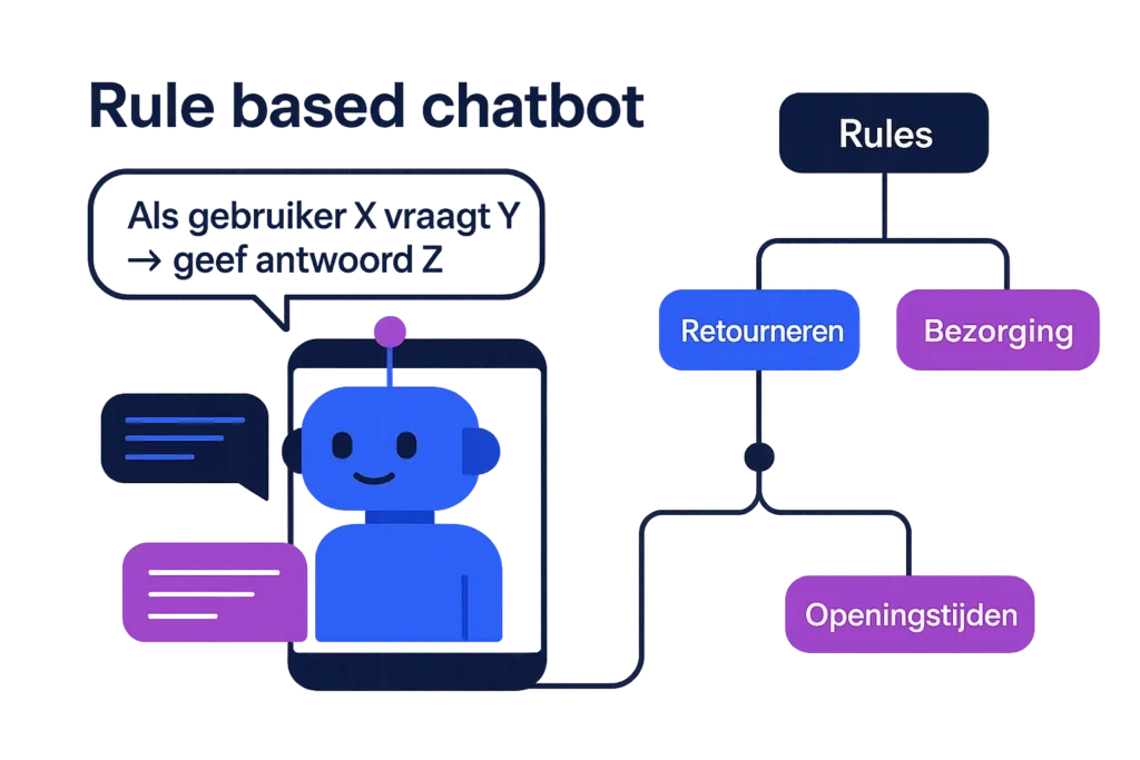 Schema van rule based chatbot met vaste knoppen